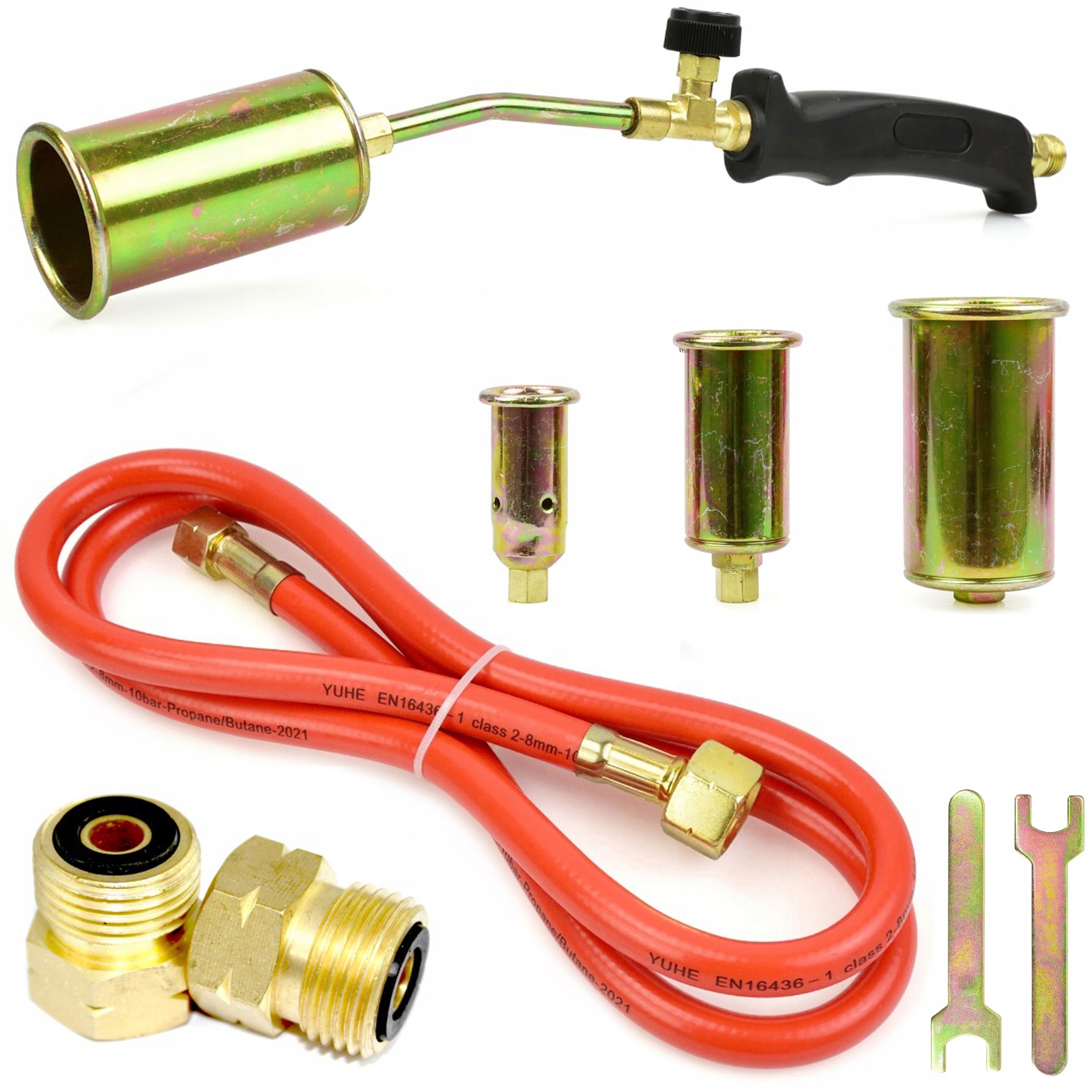 Plynový horák na opaľovanie, 3 trysky na strešnú plsť + MOSADZNÁ REDUKCIA PRE VALEC GZ21,8MM, GW3/8"